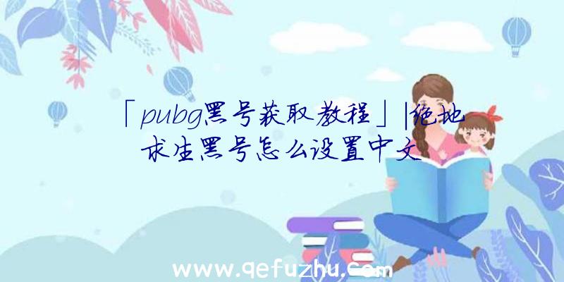 「pubg黑号获取教程」|绝地求生黑号怎么设置中文